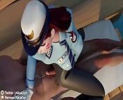 Officer Dva Rubs Her Pretty Ass on a Big Cock from cartoon anmie police porn