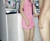 Stepmom is surprised by her stepson and sticks her big cock in the kitchen from dubai girl xxx indian aunty