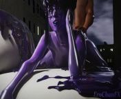 Purple slimgirl vtuber MS. Mauve doggystyle from anime slime bondage