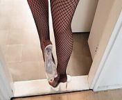 Playing in fishnets outside wearing clear heels. from crossed legs masturbation pantyhose dirty family