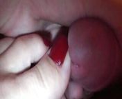 Red toenail play with peehole from peehole insertion footjob