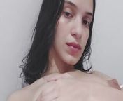 Horny babe masturbating her perfect pussy lips to multiple orgasms with strong contractions from horny latino babe masterbating and drooling