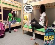 Fake Hostel - Glory hole fun for Brazilian and French girls from french hostel