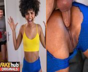 FAKEhub - Sexy young ebony babe gets pranked by her housemate before having anal sex from fakehub thick horny latina babe ariana van x with her big chubby ass takes part in hardcore yoga