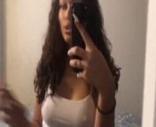 Cute brown busty girl with visible nipples on Badoo app from visible nipples ring