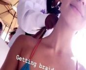 Madison Grace Reed in bikini top, getting her hair braided from madison model nude