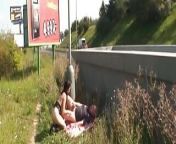 Beautiful dark haired babe from Germany gets fucked near the road from hair near naked girls sex