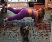 Joanna ''JoJo'' Levesque doing hot yoga on the floor from cleavage sweeping floor