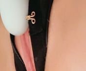 Playing with myself with a vibrating wand in crotchless panties from pussy in crotchless t