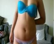Girl dancing with blue bra from indian blue bra aunty
