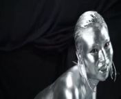 Silver body paint from nudism body paint