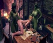 Two Shemale Monsters fuck Tranny Elf - 3D Cartoon Threesome from two elfs girls