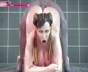 Bent Over Naked Chun Li Fucks Herself on the Big Cock Behind Her from 3d naked mod