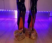 Teddy Bear Domination - Black High Heels Boots Crush and Trample from mistress and trampel