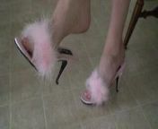 She's Dangling Pink Marabou Slippers from lerato marabe