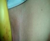 Wife EQ Masturbates with banana self filmed. from www eq b f world and the garlse video in102 porn and the garlse video in102