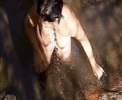 Devska learns golden shower at river from river bath gr