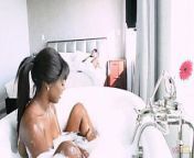 Waking up next to the lesbian ebony bathing excites her so she quickly joins and eats her out from cute couples smooching in