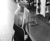 Kaley Cuoco working out with pokie nipples, arm in a sling from big bang theory nude fake porn