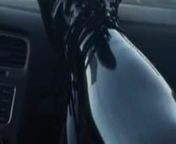 Car drive in latex rubber highheels from roma car drive