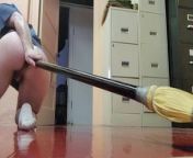 ftm fucks cunt & ass with broom handle from pumping and fucking ftm