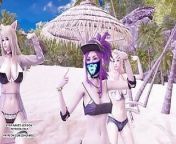MMD Brave Girls - Chi Mat Ba Ram Ahri Kaisa Seraphine KDA Sexy Hot Dance League of legends Hentai from 3d beach ba