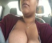 Solo bbw driving showing big saggy boobs from chubby topless