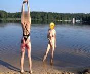Nudist Girl Goes Skinny Dipping in a Beach from beach running girls