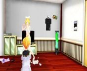 (MMD) Kagamine Rin strips butt-naked for her horny brother! from kagamine lin