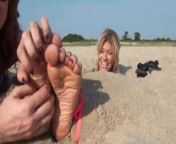 Foot tickle from beach tickle