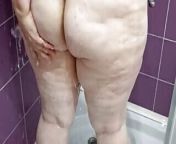 Stepmom with big boobs and big butt takes a shower before s from black aunty takes a shower
