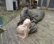 Military sadist and dominant girlfriend together torture an innocent blonde girl. from amateur military