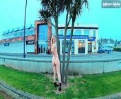 Young blonde exhibitionist wife walking nude around Felixstowe seafront, England from exhibitionist wife on public