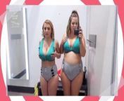 Hannah Witton & friend massive cleaving trying on swimsuits from hannah locker try on