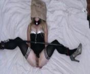 slut bound at party for anyone to fuck w bag head from sex bag