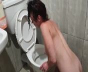 HUMAN TOILET slut PISSES on her own face while head in toilet | lick pee up from dolcett mea
