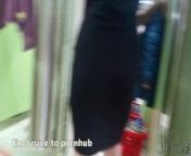 exhibitionist wife teasing voyeurs completely naked in fitting room with open curtain from 乾布摩擦盗撮女の子