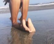 Hottest Nudist Babe has a great time at the Beach with Pee & Big Cumshot on her Foot from www jiya khan nude pis com