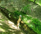Nudist girl walks in the woods from f0k
