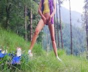Fit girl spreading powerful pee stream in the forest - Angel Fowler from woman standing pee 3gp