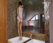 Mirelle Gathieu plays with dildo in the shower from eurotic tv marlahile baby cry fucking
