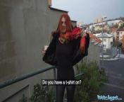 Public Agent Ginger woman is happy to let a stranger fuck her tight wet pussy from public hair