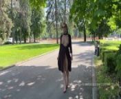 Stylish Lady walks naked in park. Public. from tamile attras nuda po
