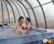 VIP4K. Chick tries swimming and being drilled by old boy in the pool from katrina kaif swimming pool hot seen tripura sex