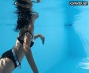 Latina petite average babe Lia nude in pool from sandra orlow nude pool ta