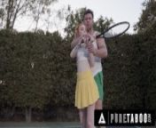 Petite Redhead Loves Tennis Coach's Schlong from slap tennis