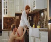 ULTRAFILMS Horny redhead girl Holly Molly getting fucked in the kitchen by her boyfriend from saree bhabi doggy style